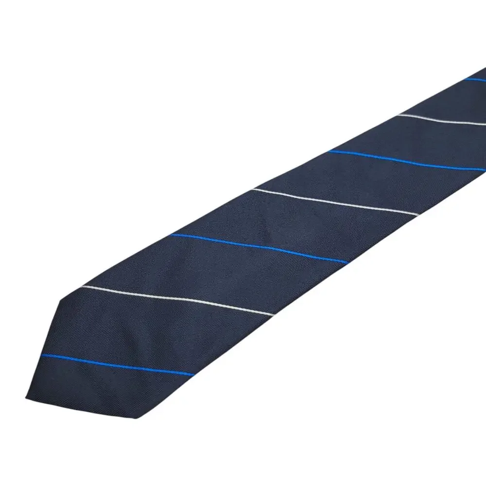 BOSS Hugo Boss Silk Tie Navy Blue Diagonal Stripe Made in Italy Mens Classic